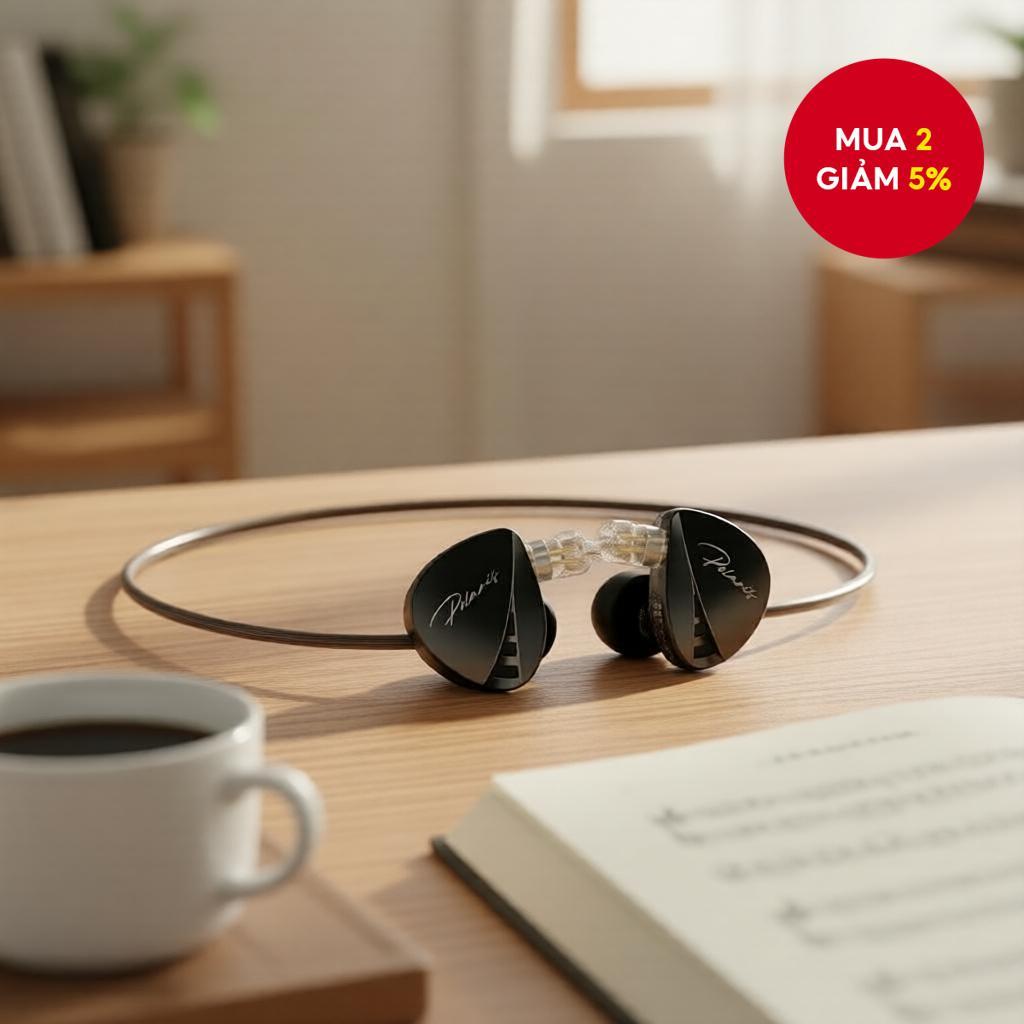 CCA Polaris Tai Nghe Có Dây HiFi Stereo IEM, Âm Thanh Động Kép, 4 Nút Điều Chỉnh, Dây Tháo Rời, In-E