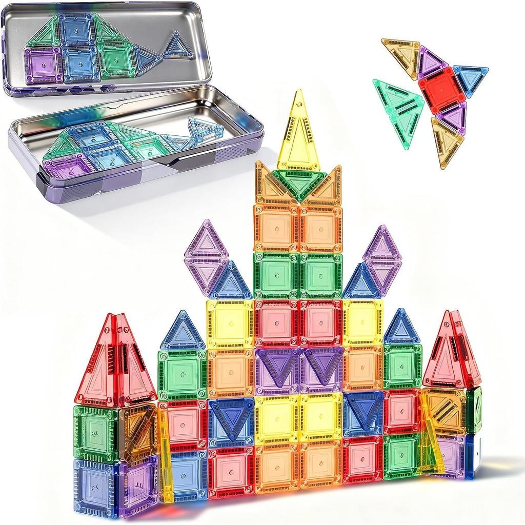 Gạch từ tính, 70 khối xây dựng có hộp đựng, Đồ chơi trẻ mới biết đi Khối từ tính, Đồ chơi cho lứa tu