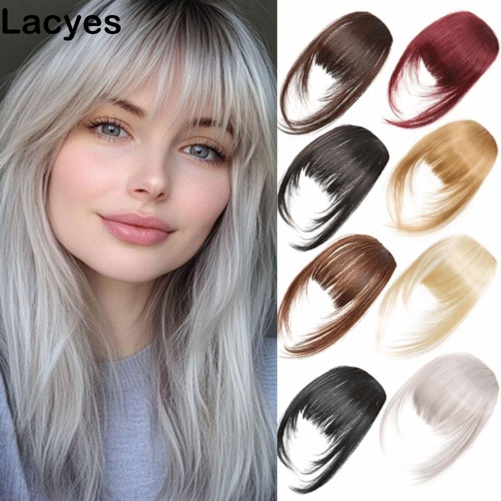 LACYES Cắt Wispy Fringe với Sideburns, Fringe Giả Nhìn Tự Nhiên Tổng Hợp Tóc Kẹp-In Bangs, Tóc Nâu Đ
