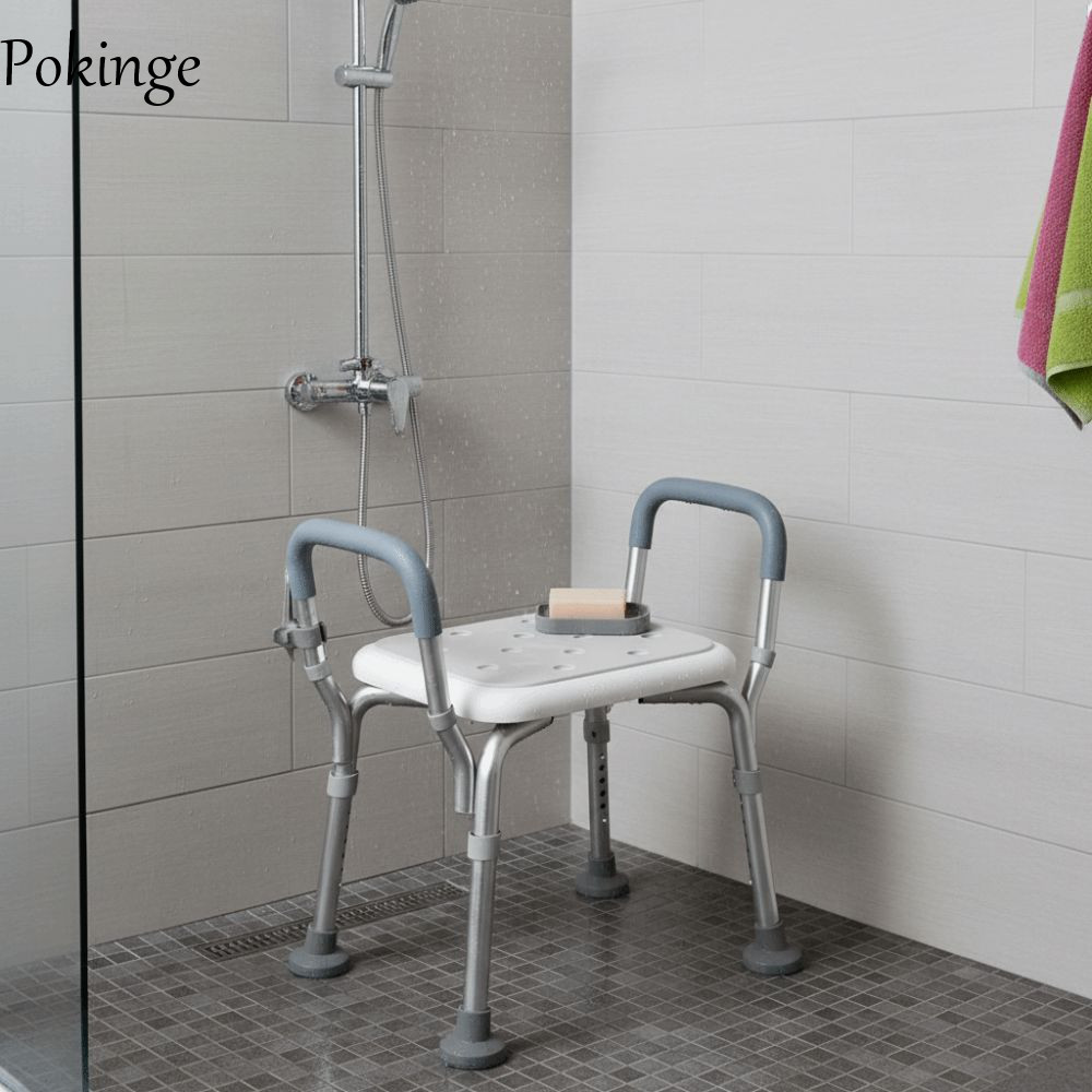 Ghế tắm chống trượt POKINGE, có tựa lưng Ghế tắm có thể điều chỉnh độ cao có thể điều chỉnh, Ghế nhự