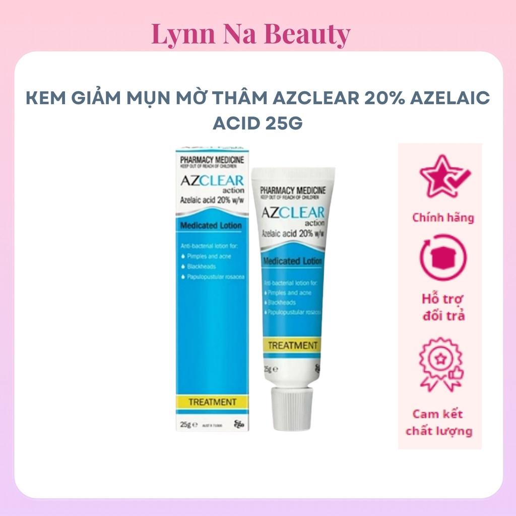 Kem giảm mụn mờ thâm Azclear 20% Azelaic Acid 25g – Làm dịu da, thông thoáng lỗ chân lông