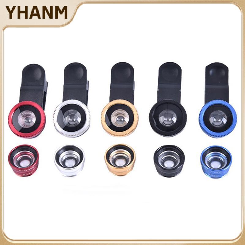 [YHANM] Camera chung ống kính điện thoại 3In1 cho điện thoại thông minh Ống kính mắt cá góc rộng và 