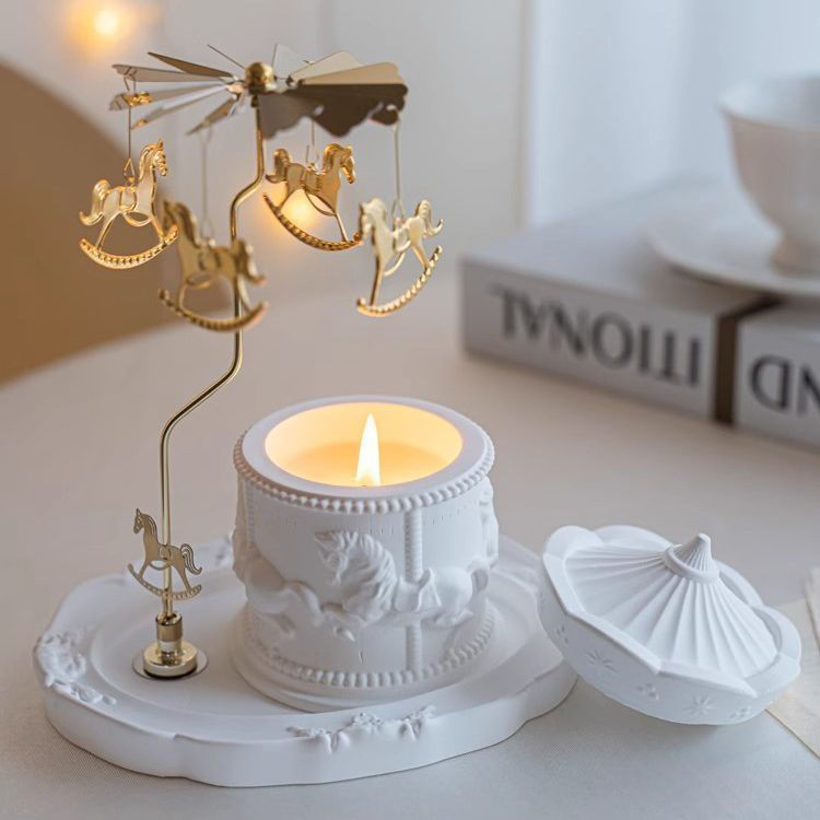 New Product#ins Nordic Style Ornament Carousel Aromatherapy Candle Birthday Gift for Girls Fragrance
