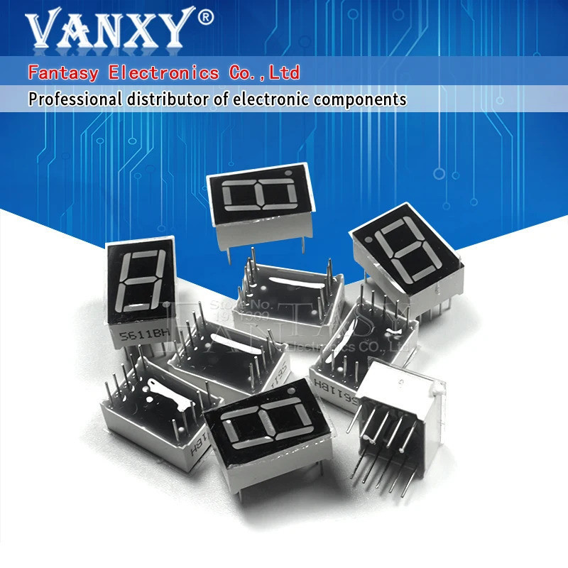 Bộ 5 Ống Kỹ Thuật Số Phân Đoạn Phổ Biến Anode Đỏ 1 Bit Ống Kỹ Thuật Số 0.56 inch Màn Hình LED Đỏ 516