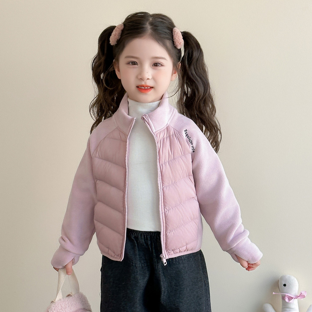 Đồng Phục Đi Học Trẻ Em Dụng Cụ Tiện Dụng Mùa Đông Bé Gái Giữ Ấm Bên Trong Mặc 0 Bé Gái Cổ Đứng Áo K