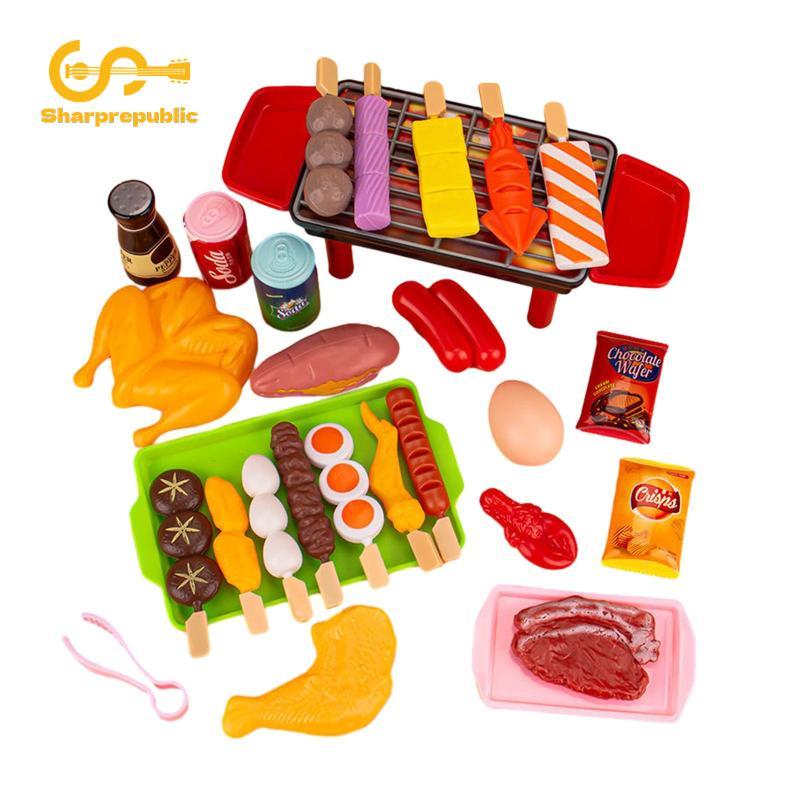 Sharprepublic BBQ Nướng Playset Đồ Chơi Nhà Bếp Đồ Chơi Nấu Ăn Giả Vờ Thịt Nướng Đồ Chơi