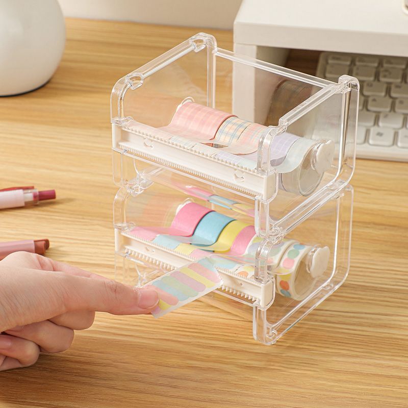 Hot Sale#Hand Account Tape Storage Box Cutter Desktop Transparent ins Wind Stackable Desktop Storage