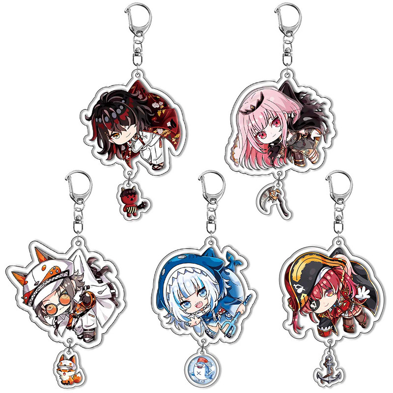 Nijisanji Keychain Cartoon Figure Mysta Rias Vox Akuma Houshou Marine Pendant Car Key Ring Gawr Gura