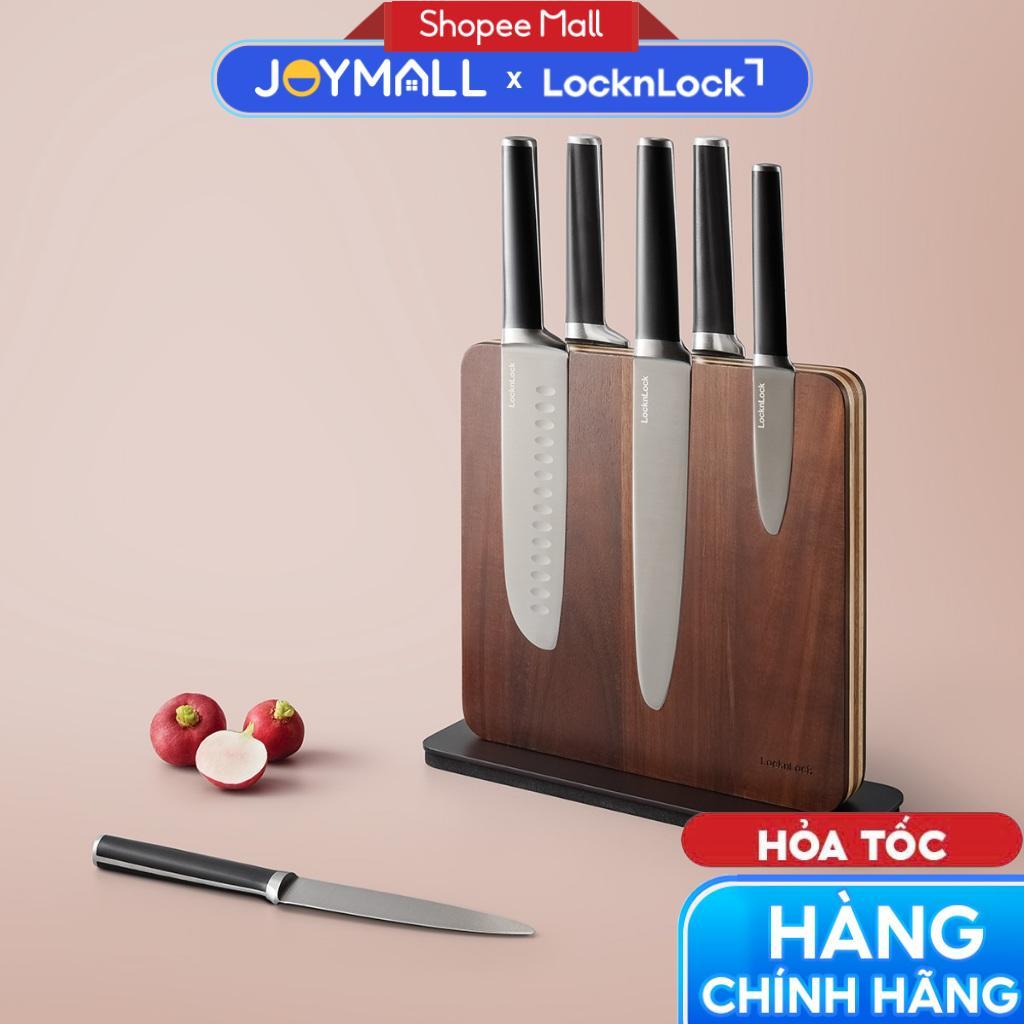 Bộ Dao 7 Món Cao Cấp LocknLock CKK804, Hàng Chính Hãng, Thép Không Gỉ, Khối Đỡ Nam Châm Gỗ - JoyMall