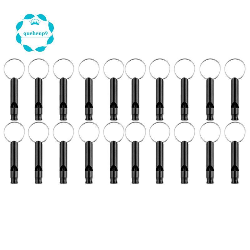 20 gói Còi nhôm, Còi thể thao, Còi cứu sinh khẩn cấp có móc chìa khóa, Đen