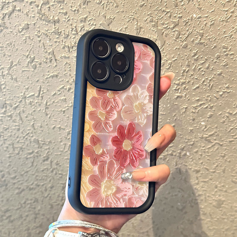 Ốp lưng iPhone Hoa màu hồng Cho iPhone 16 Promax 15 11  12 13 14 plus xr xsmax 16plus