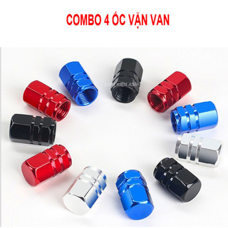 293 Combo 4 nắp bảo vệ trang trí van ô tô xe hơi hợp kim nhôm