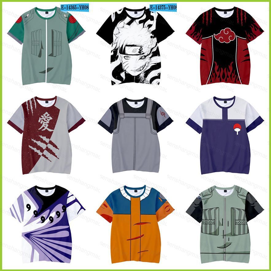 Áo Thun Naruto Anime Akatsuki Unisex cho Nam/Nữ, Thiết kế Kasuksi và Sasuke, Phù hợp Mặc Hằng Ngày