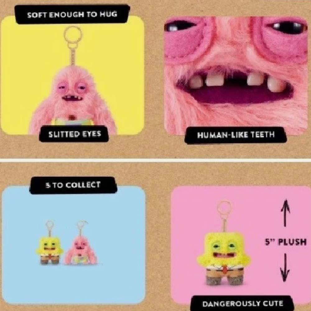 Keyring Keychain  Fuggler Spongebob Clip Plush Funny Ugly Monster