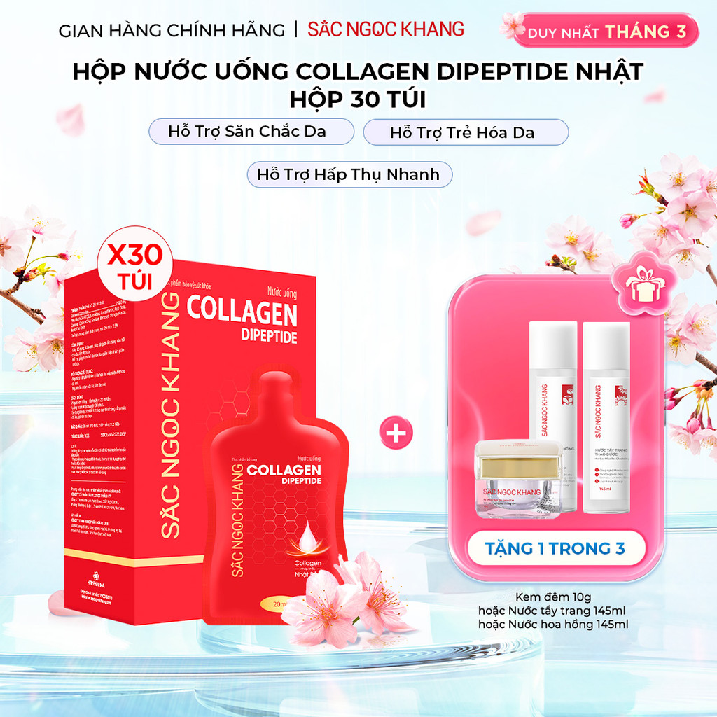 Nước Uống Đẹp Da Collagen Dipeptide Sắc Ngọc Khang (Hộp 30 Túi) - Cải Thiện Nếp Nhăn, Dưỡng Da Tươi Trẻ