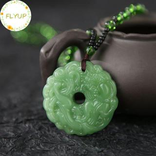 Flyup Mặt Dây Chuyền Xanh Ngọc Khắc Tay Rồng Rỗng Ngọc - Quà Tặng Phong Cách Trung Quốc