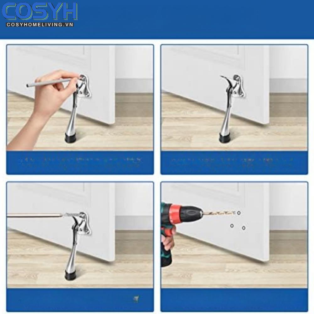 <cosyh>Kick Down Door Stop Non-slip Rubber Base Heavy-duty Construction No-drill Setup