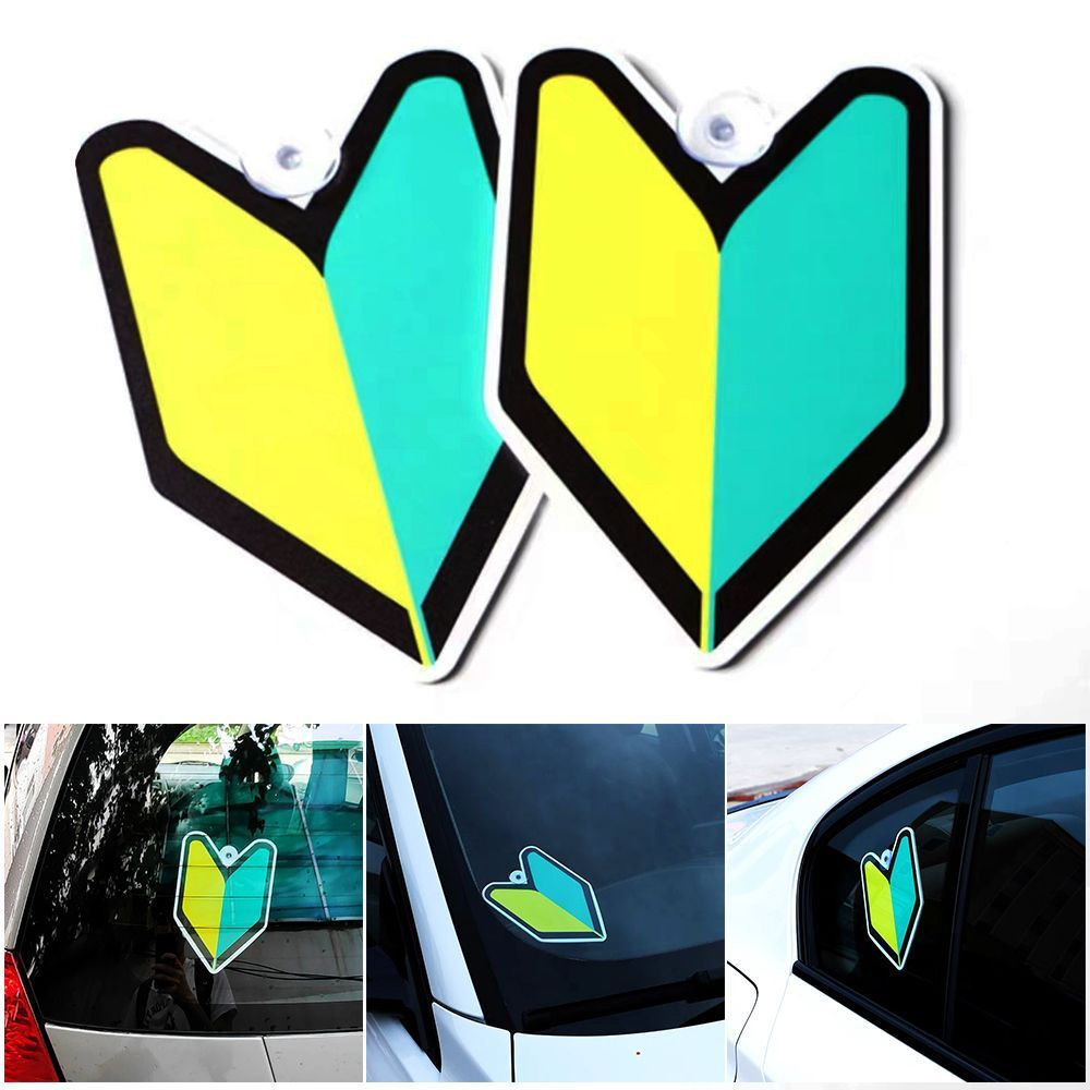 New Product#Car modification jdm Sticker JDM Beginner Yellow-Green Leaves/Japanese-style Fortune Cat