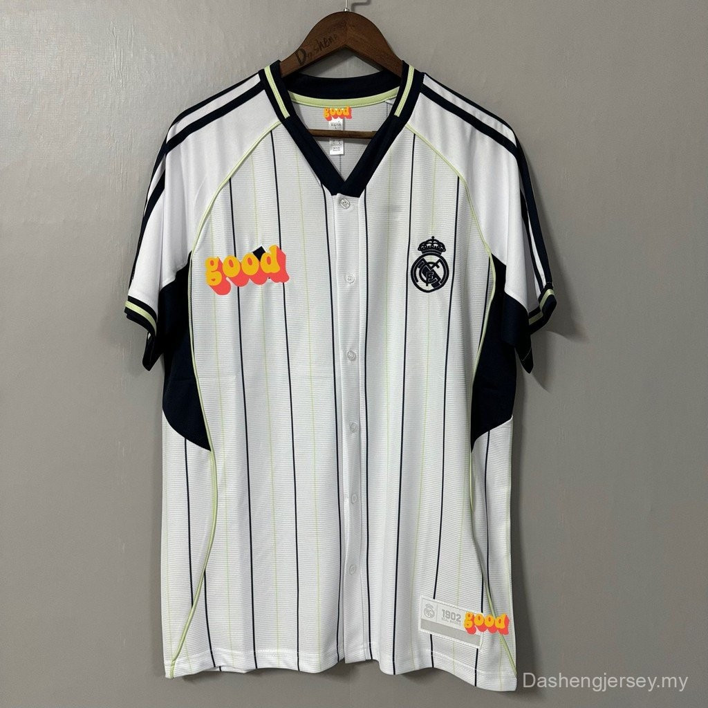 S-XXXXL 25-26 Real Madrid Bóng Chày Jersey Bellingham Mbappe Cùng Phong Cách Bóng Chày Nút Lên Trước