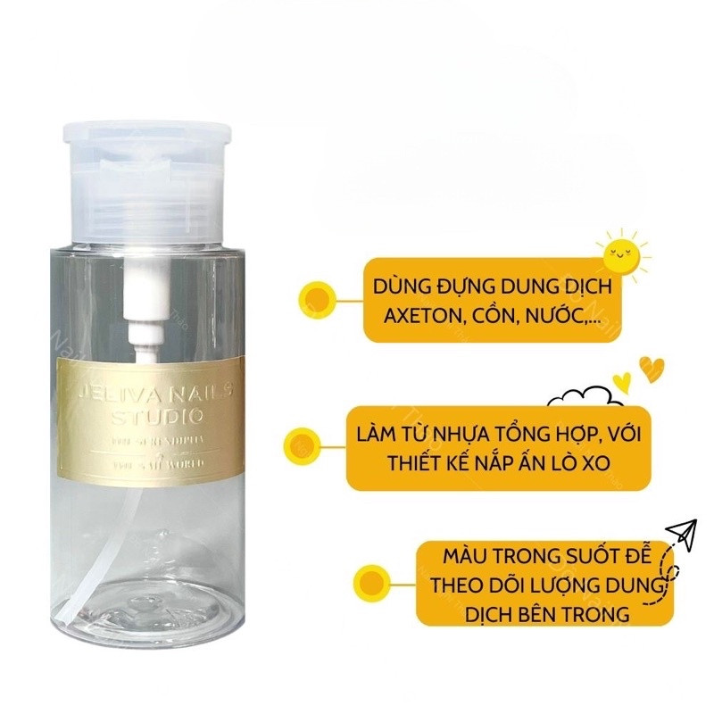 Lọ đựng dung dịch axeton, bình nhún opi