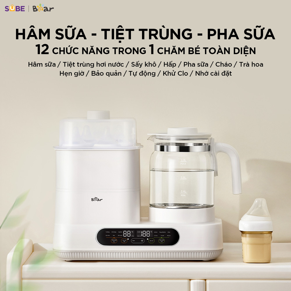 Máy Hâm Sữa Tiệt Trùng Bear 1.3L Máy Đun Nước Pha Sữa Cho Bé Máy Tiệt Trùng Vệ Sinh Bình Nước Đa Chứ