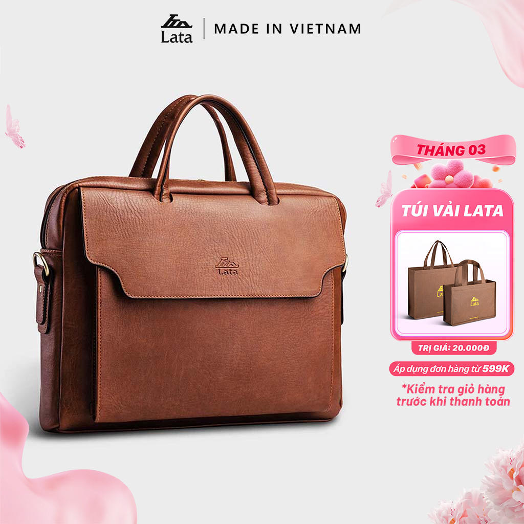 Cặp Công Sở Lata (Thời trang nam basic đựng laptop 14 inch - Cặp da CA27)