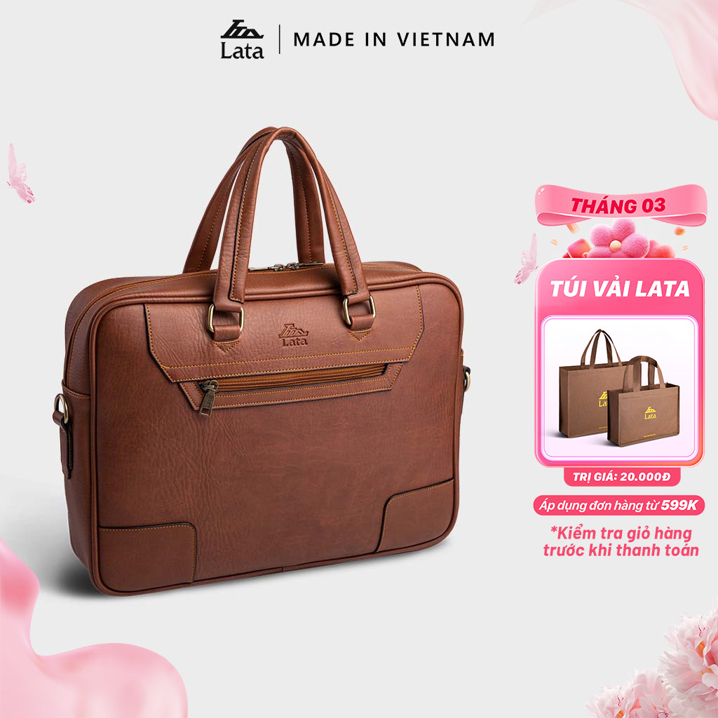 Cặp Công Sở Lata (Thời trang nam basic đựng laptop 14 inch - Cặp da CA30)