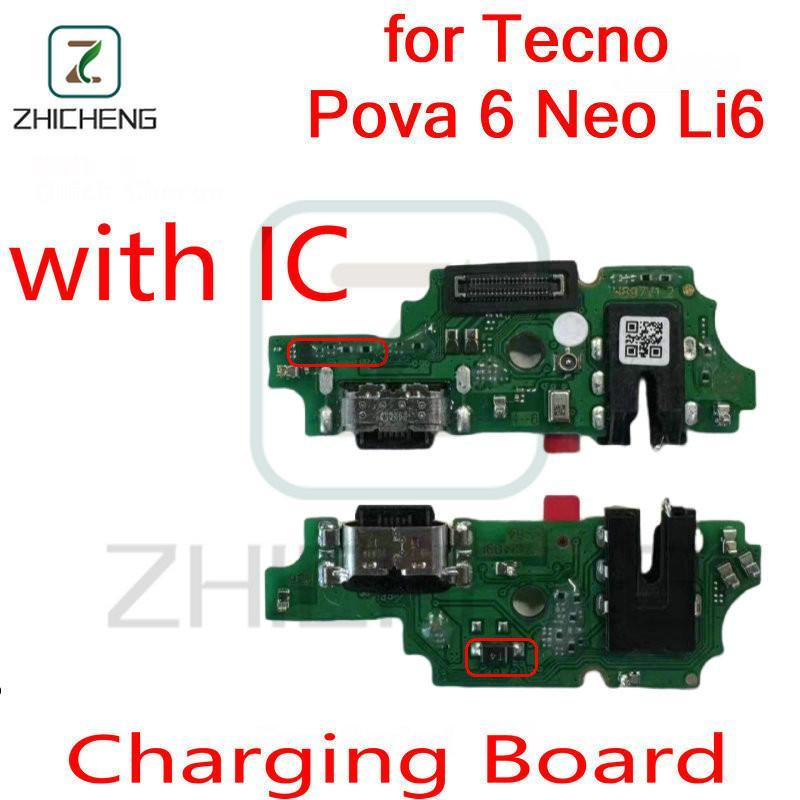 Dành Cho Tecno Pova 6 Neo Li6 Cổng Sạc USB Bảng Sạc Màn Hình Hiển Thị Bảng Kết Nối Với IC