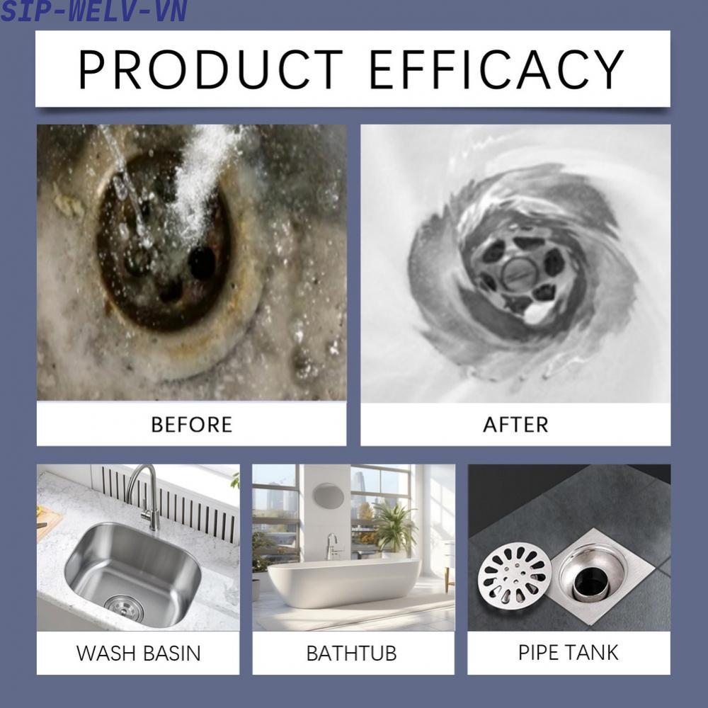 {WELV}Powerful Drain Cleaner for Kitchen Bathroom Sink Clog Remover 25G+5G Safe