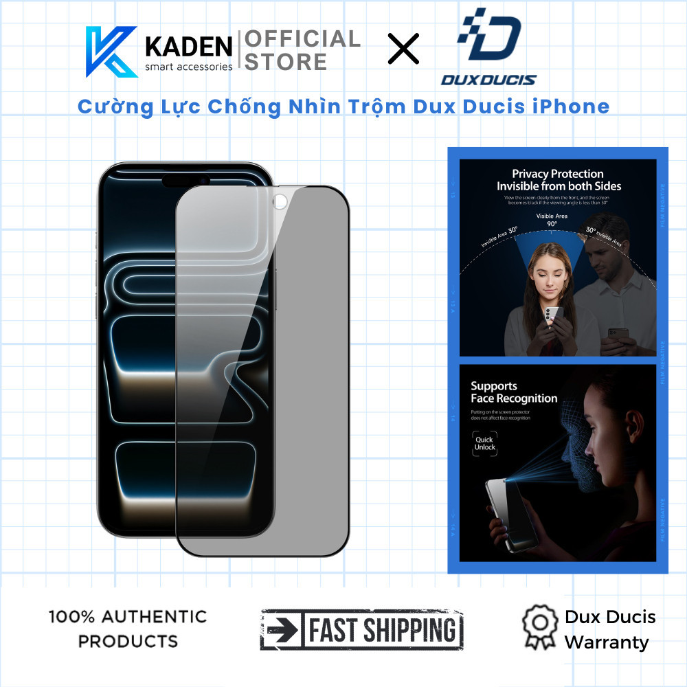 Cường Lực Chống Nhìn Trộm Dux Ducis Cho iPhone 15 PRO MAX / 15 PRO / 15 PLUS / 15, Dux Ducis Privacy