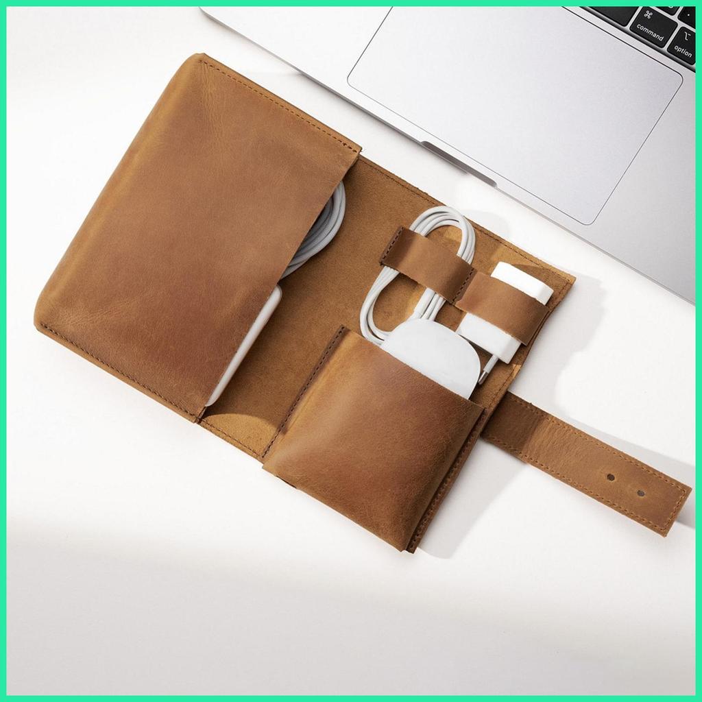 Hộp sạc điện tử du lịch Hộp đựng sạc điện tử du lịch Hộp đựng bộ sạc da với ladeph rộng rãi