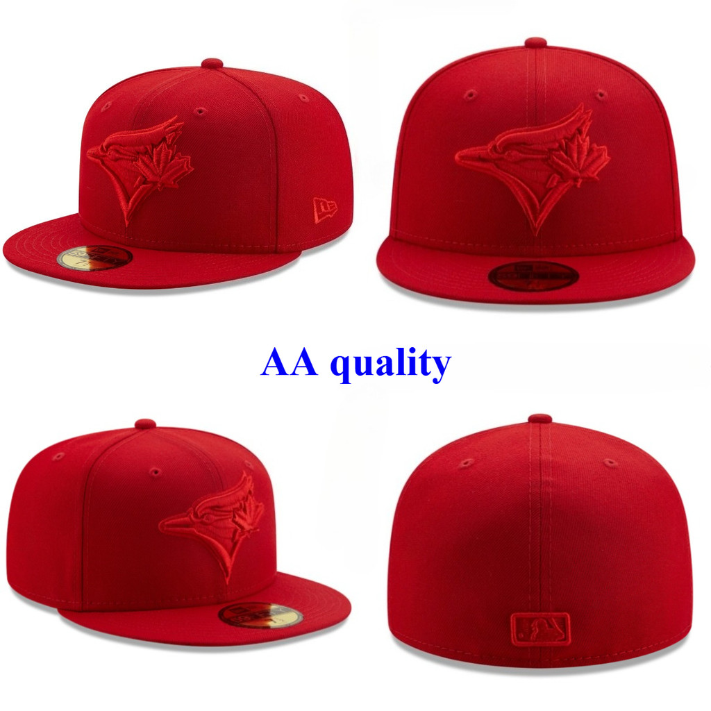Mũ bóng chày New Era Toronto Blue Jays 59FIFTY, chống nắng, vành phẳng, màu đỏ.