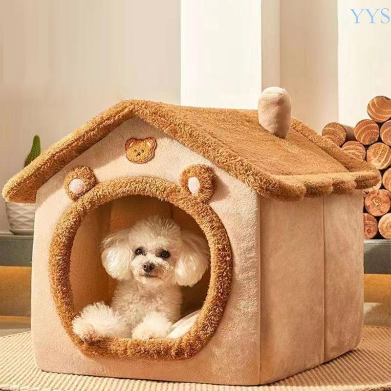 Pet Cats House Detachable Cushion Dog House Cartoon Shape Winter Bed for Cats