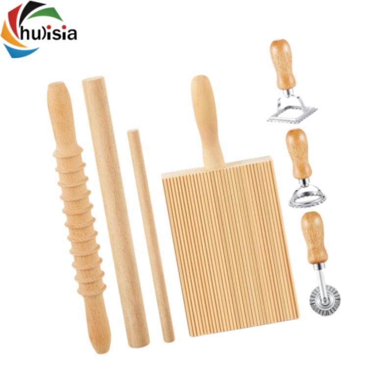 Bộ dụng cụ làm mì ống Tay cầm bằng gỗ Máy làm mì ống Gnocchi để làm bánh tự làm