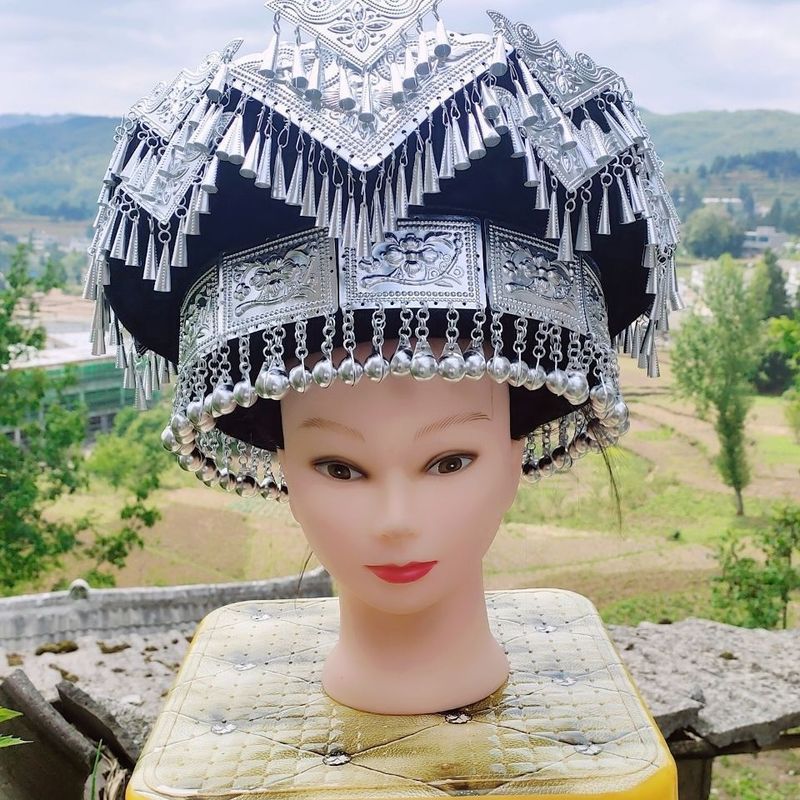 Yunnnan Thiểu Số Dân Tộc Miao Dân Tộc Mũ Yao Dân Tộc Nữ Nón Đồng Dân Tộc Mũ Trưởng Thành Hiệu Suất M
