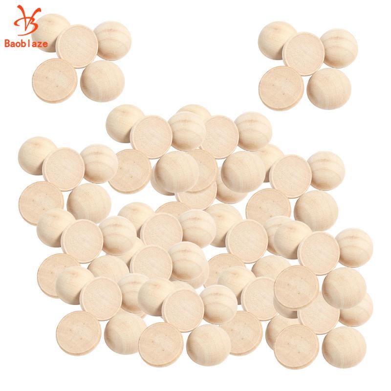 100 Quả Bóng Gỗ, Quả Bóng Nửa Bằng Gỗ, Quả Bóng Tròn Cho Các Dự Án DIY Và Trang Trí Bàn Trẻ Em.