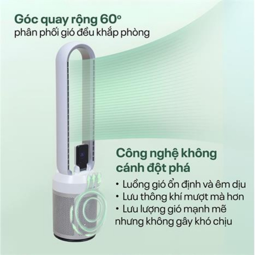 Quạt không cánh Fujihome BF308DC - lọc không khí bằng ion, màng lọc Ion bạc