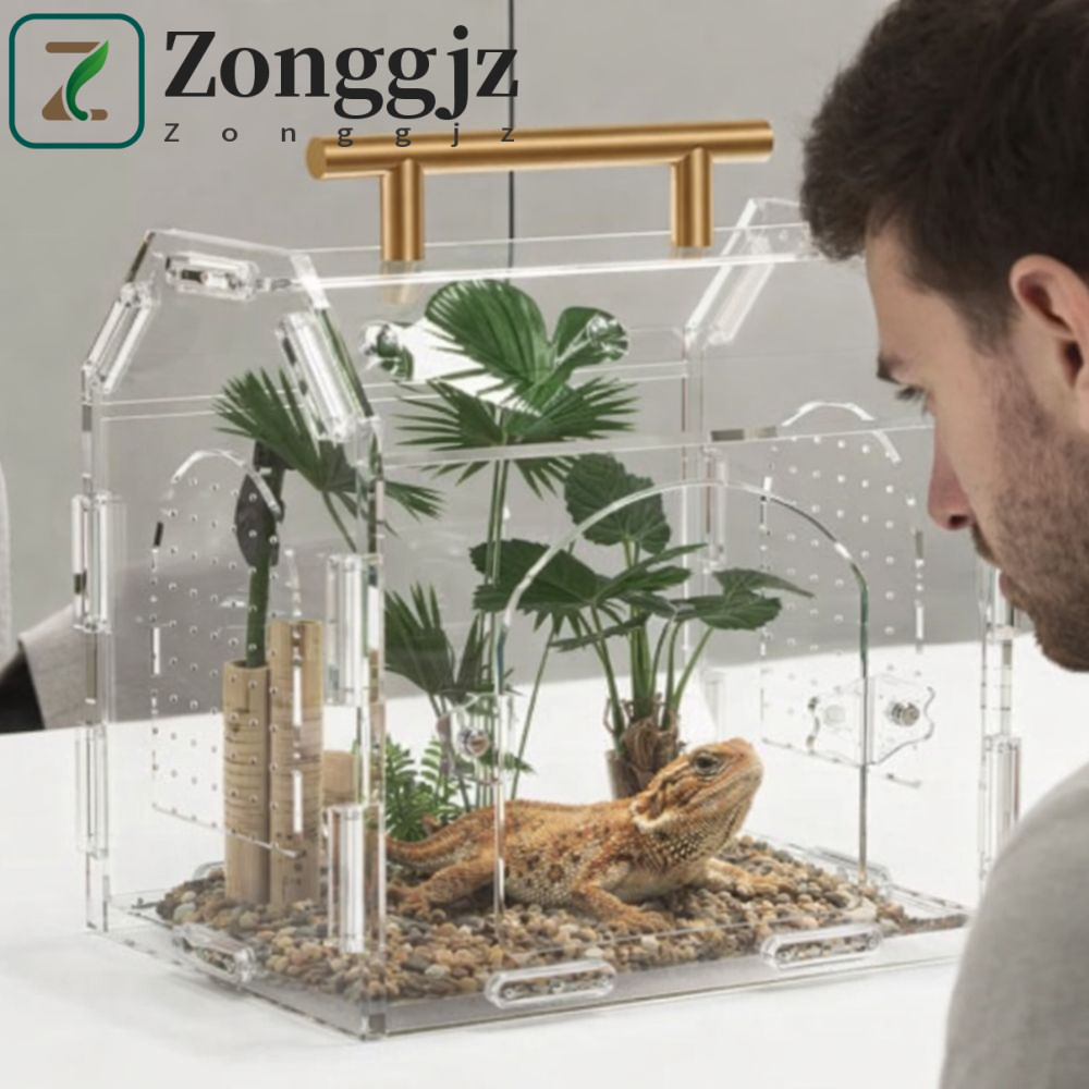 Hộp nhân giống bò sát ZONGGJZ, Vỏ nhện Acrylic thông gió, Lồng nhà cho thú cưng có tay cầm Đóng cửa 