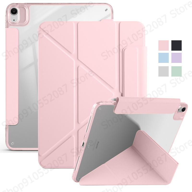 Funda Cho iPad Air 11 Ốp Lưng Thông Minh Gấp Da Acrylic Trong Suốt Cứng Từ Tính Cho Coque iPad Air 5