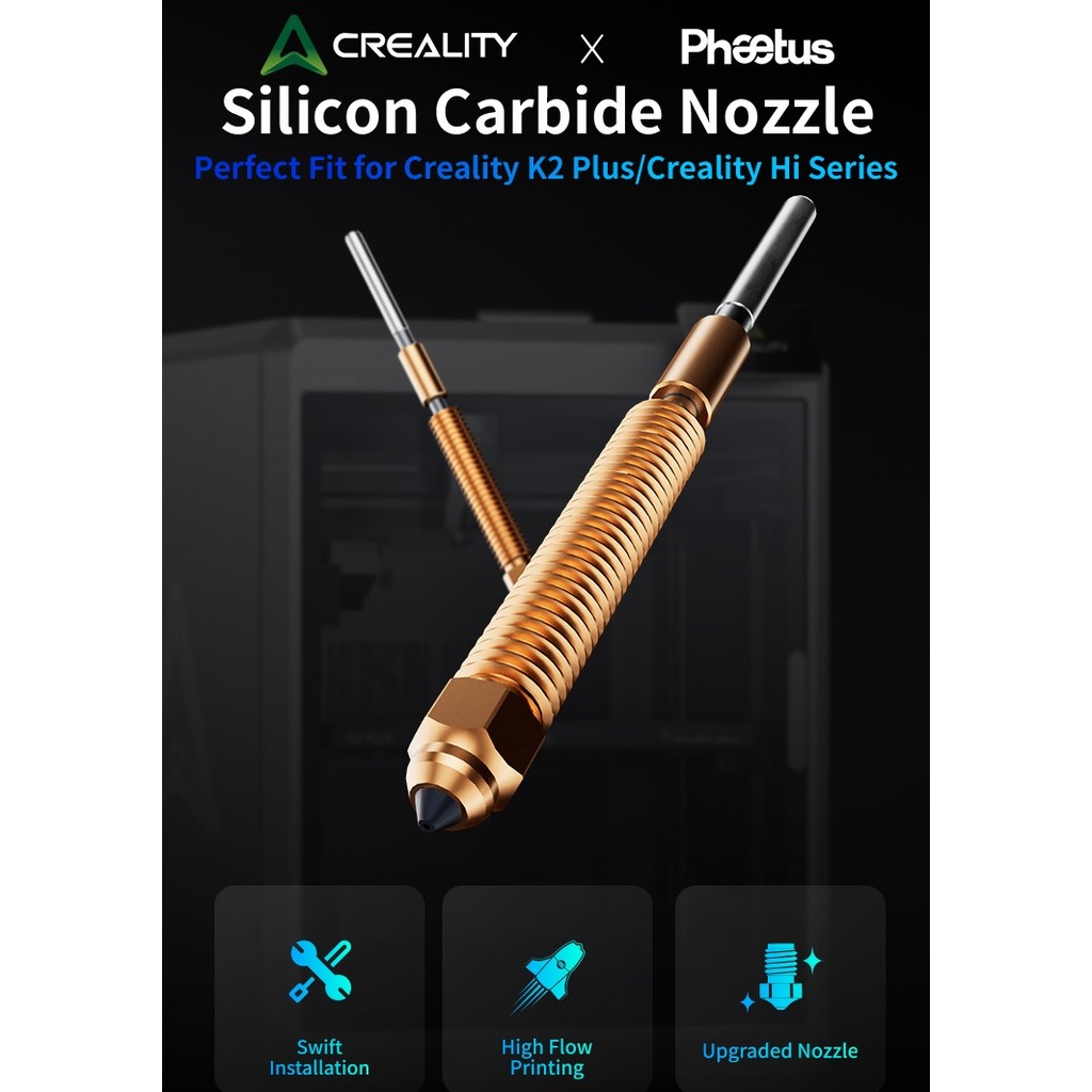 Đầu đùn nhựa Creality x Phaetus Silicon Carbide Nozzle cho máy in 3d Creality K2/ K2 Pro/ K2 Plus & 