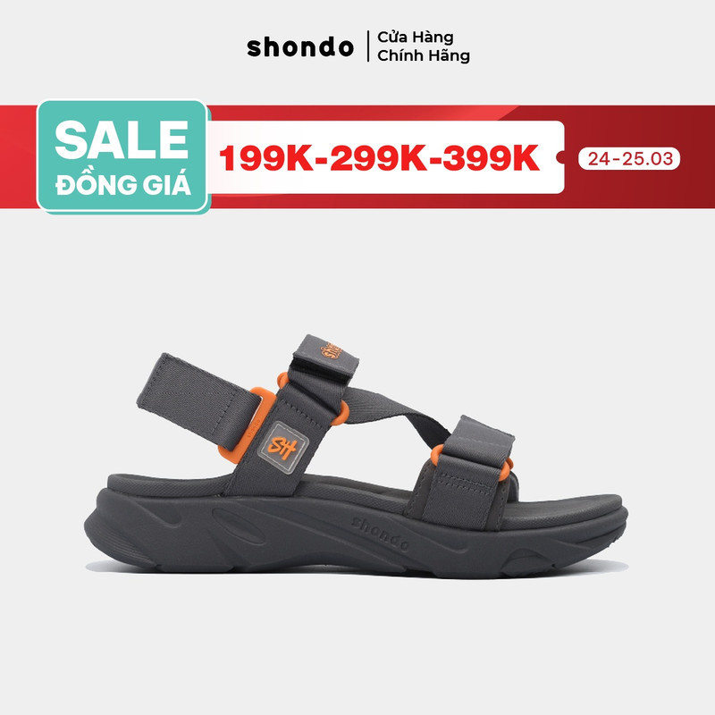 Giày Sandal Nam Nữ Shondo F8 Ver.2 Thời Trang Êm Ái Màu Xám Đậm F8M2222