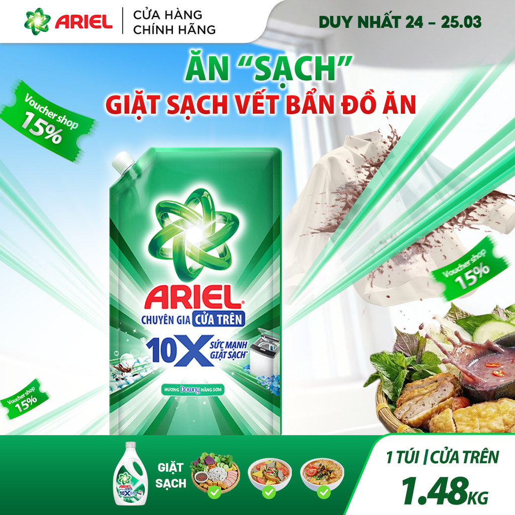 Nước Giặt Cửa Trên ARIEL 10X Giặt Nhanh 1.48KG