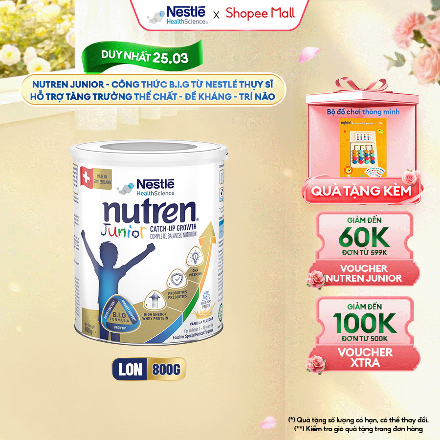 Sữa Bột NESTLÉ NUTREN JUNIOR Thụy Sĩ Với Công Thức BIG Hỗ Trợ Tăng Trưởng Cho Bé 800G