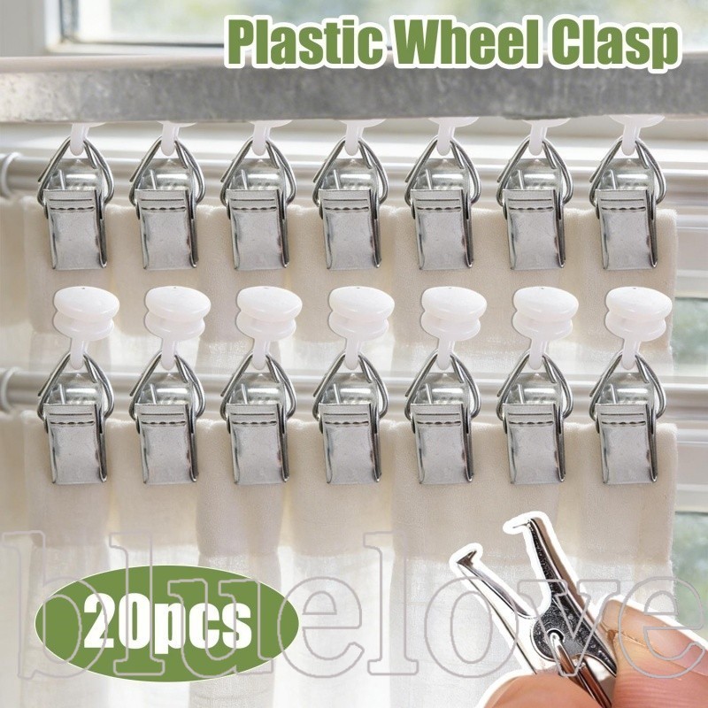 [Warm Haven] Lắp đặt đường ray trượt Kẹp ròng rọc Mini chịu tải mạnh mẽ - Kẹp rèm kim loại bằng nhựa