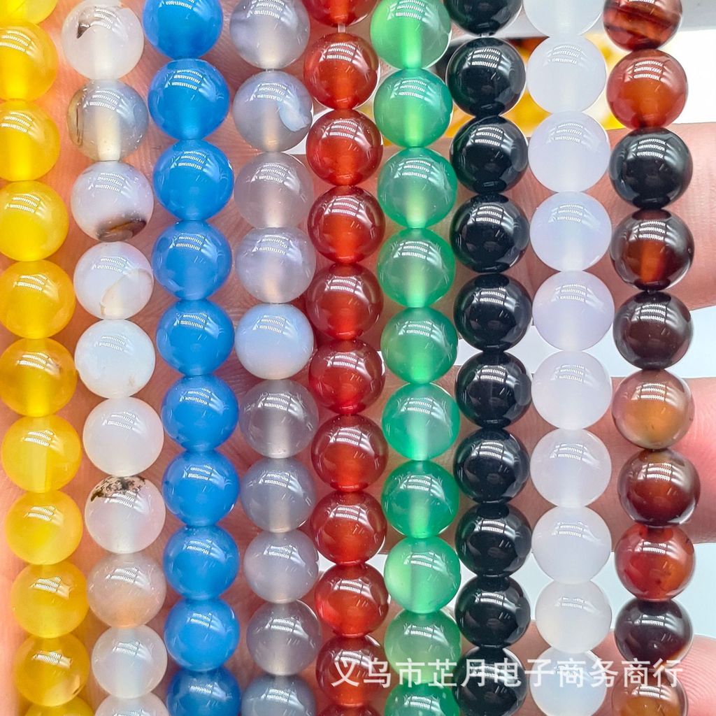 Zhiyue Jewelry Natural Colored Agate Loose Beads DIY Decorative beads Beaded Agate round bead semi-f
