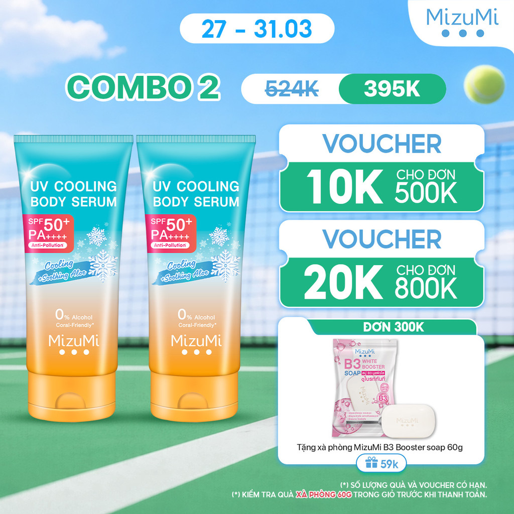 Combo 2 Kem chống nắng MizuMi UV Cooling Body Serum 165ml