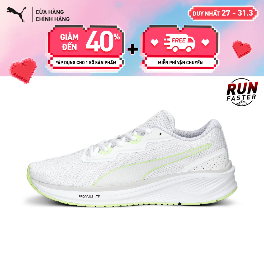 Giày Chạy Bộ PUMA Unisex Aviator Profoam Sky Bright White-Fast Yellow Màu Trắng