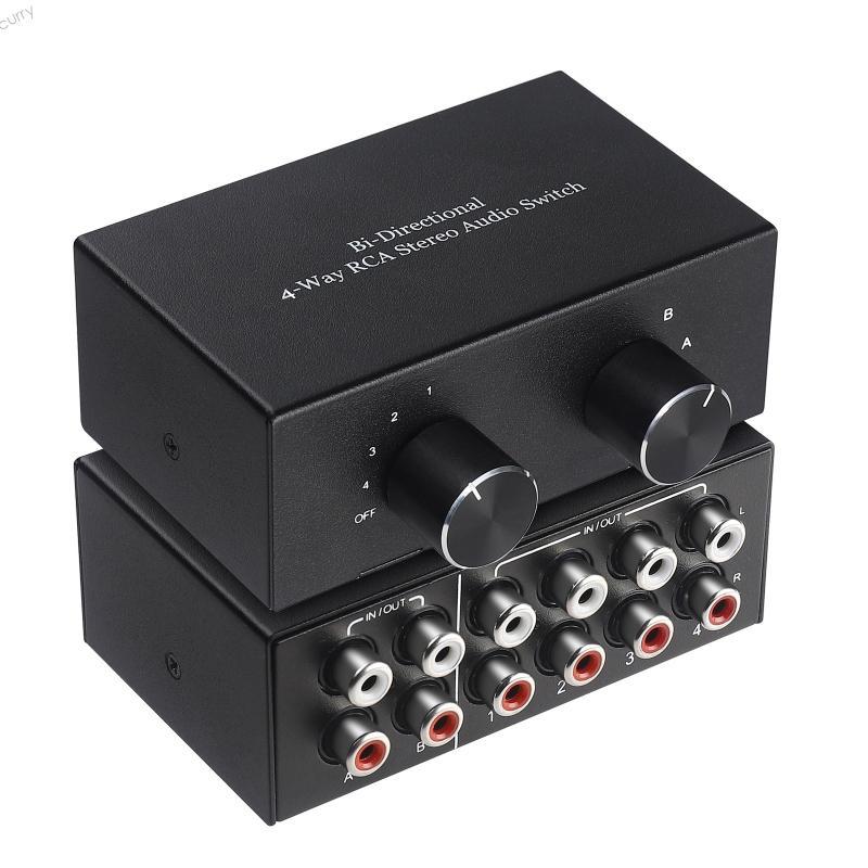 CUY 4 chiều Công tắc âm thanh nổi RCA hai chiều 2 trong 4 ra 4 trong 2 ra L R Switcher