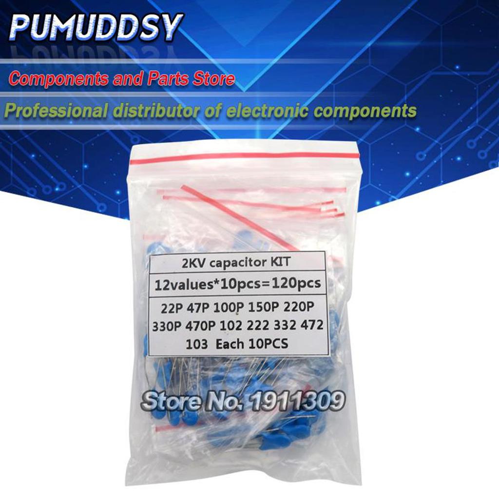 DIY KIT 120 Cái = 12value * 10 Chiếc 2KV Tụ Điện Gốm Bộ 2KV 22P 47P 100P 150P 220P 330P 470P 102 222