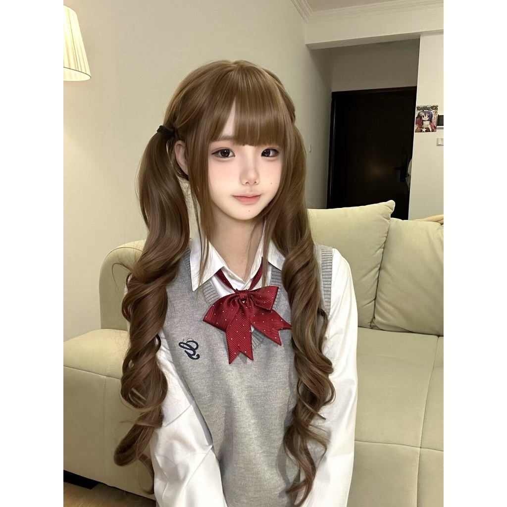 Tóc giả Rhyme 85cm vải lanh trà mật ong, phù hợp style Lolita Soft Girl